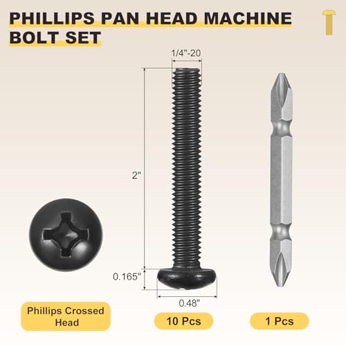 METALLIXITY Phillips Pan Head Bolt Driver Bit Kit 1/4"-20x2 10Pcs 304 - size: 1/4"-20x2"