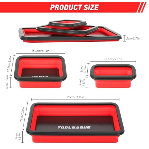 3Pcs Collapsible Magnetic Parts Tray Set with 15Lb Magnetic Pickup Pen - size: 3pcs