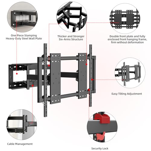 Heavy Duty Full Motion TV Wall Mount for 50-120" TV Hold 242lbs - size: 50-120 inch