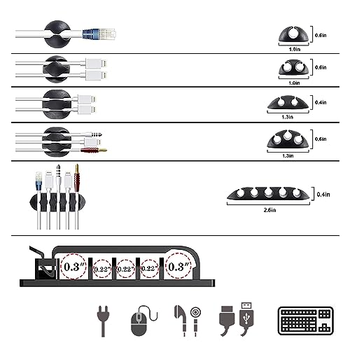 ELII 300PCS Cable Management Kit,4 Cable Sleeve 35 Cable Clips - color: Black
