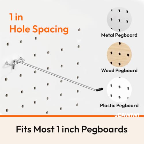 JEAWIWI 30 Pcs Metal Pegboard Hooks, 12 Inch, Fit 1/5 in Peg Board - size: 12in 30pcs