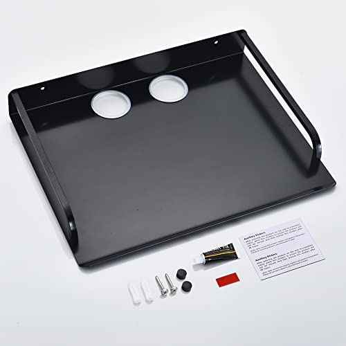 HNVNER Black Floating Media Shelf for Router Streaming TV Box, 12x10 Inch - color: 1 Layer-large-1pcs
