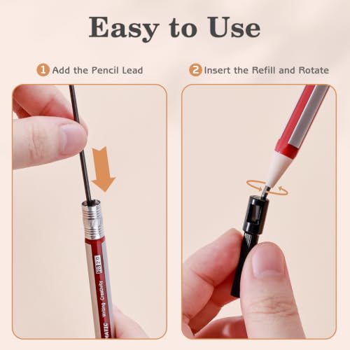 M&G Mechanical Pencil Set, 4 Pcs 2.0mm Mechanical Pencils with 6 Pcs 2B Extra Refill Leads, Automatic Pencil with Built-in Sharpener for Writing Art Drawing Sketching Construction Carpenter Drafting