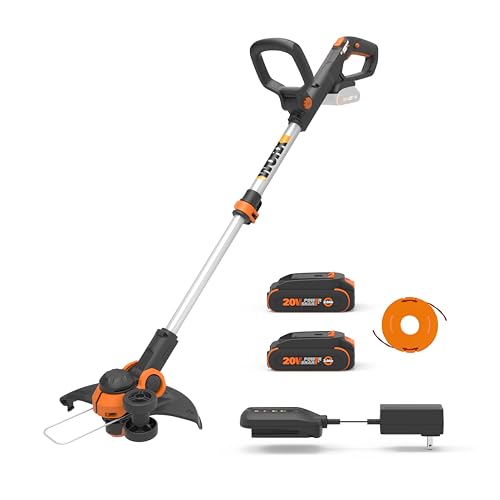 WORX 20V 12" 2-in-1 Cordless String Trimmer & Electric Lawn Edger, WG163 - style: 2 in 1 Trimmer w/(2) Batteries & 0.4 Ah Charger
