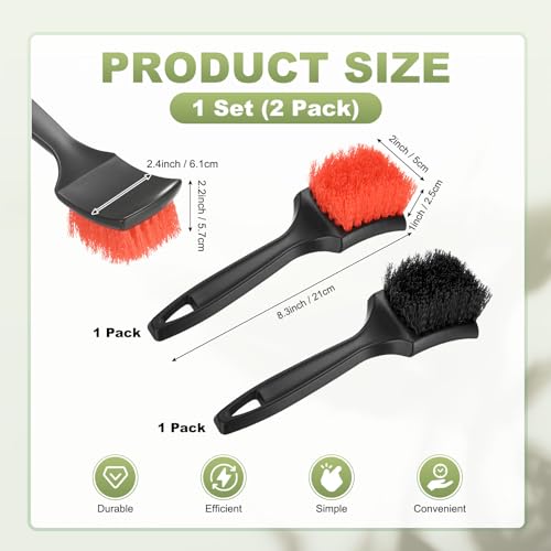 M METERXITY 2-Pack Bird Bath Cleaning Brush, 8.3 Inch Plastic Bird Bath Cleaner with Ergonomic Handle for Feeder/Fountain/Outdoor Cleaning, Utility Hard Stiff Bristle Scrub [Black, Red] - color: Black, Red