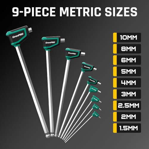 GRENPRO 18PC T-Handle Ball End Allen Wrenches Sets Metric &SAE Box Hex Key - style: 18 Pieces T-Handle Allen Wrench Set Metric and SAE