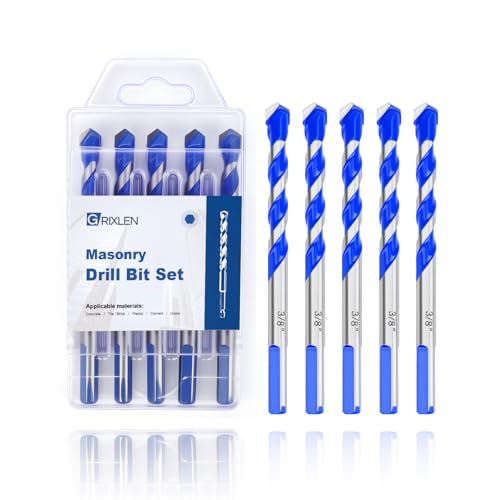 5 Pack 3/8" Masonry Drill Bit Set for Concrete,3 Flat Shank,4" Length - size: 3/8 inch（ 5 Pack ）, style: 3 Flat Shank