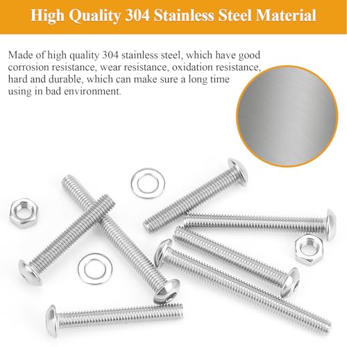105 Pieces M5 x 30/35/40/45/50mm Button Head Socket Cap Screws Nuts Washers Set Silver, Sutemribor M5 Long Screws, M5 Stainless Screws Nuts Washers Assortment Kit, 304 Stainless Steel, Fully Threaded - size: M5 Long Screws Kit, style: Button Head