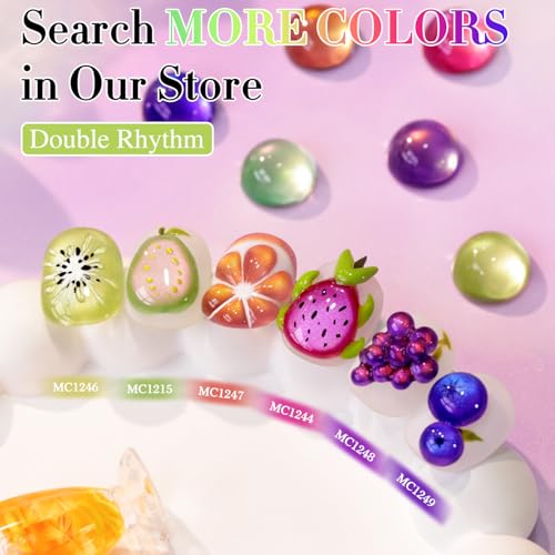 Double Rhythm Jelly Glass Cat Eye Gel Polish with Magnet 15ML Holographic Glitter Shimmer Translucent Sheer Color Magnetic Polish Salon DIY at Home (Grape Gold-MC1247) - color: Grapefruit Gold