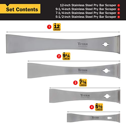 Titan 17009 4-Piece Stainless Steel Pry Bar Scraper Set - size: 4 Piece Set