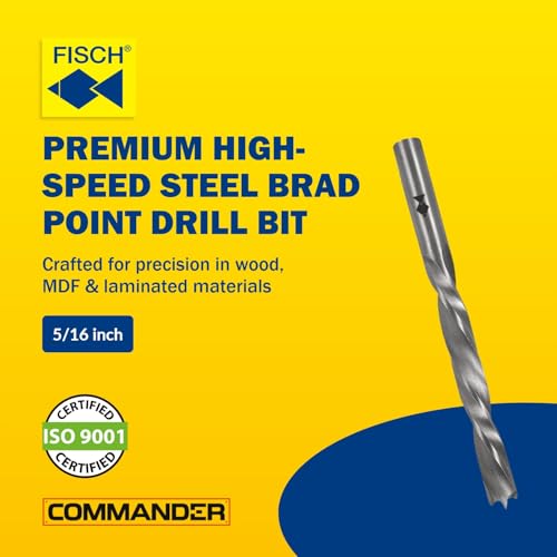 HSS Double Flute Brad Point Ground Wood Drill Bit for Woodworking, 5/16" | HSS Double Flute Brad Point Ground Wood Drill Bits Precision Drilling for Woodworking, Fast, Efficient, DIY & Professional - size: 5/16-Inch