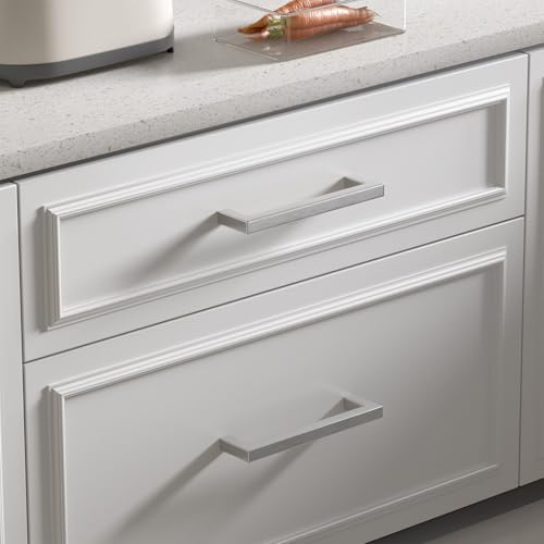 Goldenwarm Brushed Nickel Cabinet Pulls 20 Pack 6-1/4 Inch, Square Drawer Handles, Stainless Steel, Screws Included, Silver Kitchen Hardware for Cupboard Closet Furniture Upgrade - size: 6-1/4In(160MM) Hole Centers