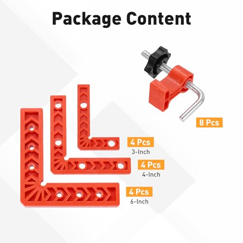 HARFINGTON 12Pcs Corner Clamp 90 Degree 4/3" Right Angle Clamp Set for Woodworking, ABS Plastic Positioning Square Tool for Picture Frame Box Cabinets Drawers, Orange