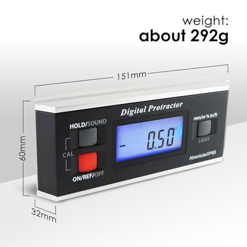 Digital Angle Finder Magnetic Protractor Inclinometer Angle Level Meter Tool Digital Protractor Bevel Gauge for Woodworking, Table Saw, Construction V-Groove 0~360 degree with Backlight