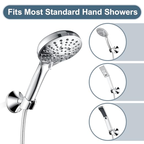 BRIGHT SHOWERS Strong Adhesive Shower Head Holder with Dual Angle Adjustable, Wall Mounted Handheld Shower Bracket, Easy Installation, Screw Mounting Options, Chrome - color: Chrome, style: Adhesive & Screw - 2 Angles