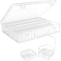 Portable Bead Organizer, 60Pcs Small Clear Storage Boxes with Hinged Lid and Large Craft Case with Handle, Mini Plastic Containers for Jewelry Making Diamonds Arts Screws Seeds Small Parts - size: 60 Pcs (2.16" x 2.16" x 0.78")