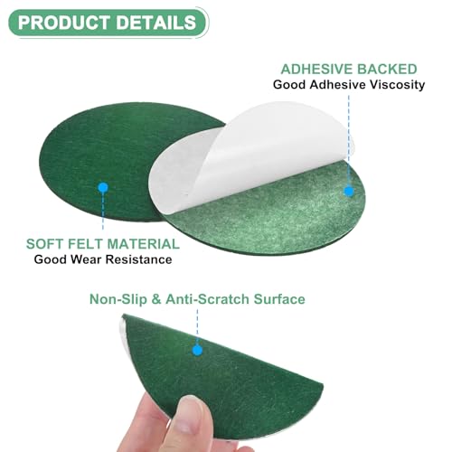 M METERXITY 30-Pack Lamp Base Felt, 3.5 Inch Dia. 2mm Thick Self Adhesive Round Fabric Felt Pads for Lamp/Furniture/DIY, Non-Slip Fiber Backed Patch Circles with Adhesive Backing [Green] - color: Green, size: 3.5" Dia