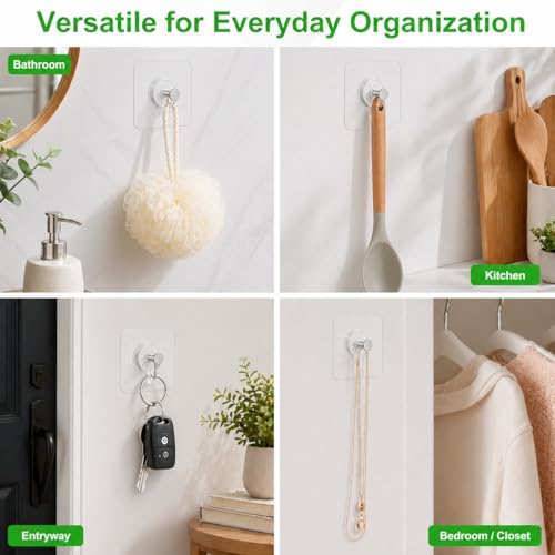 15Pcs Picture Hangers Without Nails, Drill Free Adhesive Wall Hooks, 33 lbs - color: Transparent-15PCS