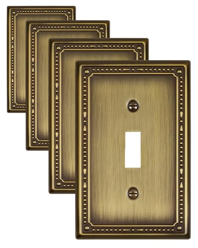 Switch Plates Outlet Covers, 4-Pack Antique Brass Metal Wall Plates - color: Antique Brass, size: 1 Toggle 4PK