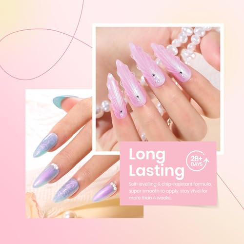 Beetles Pearl Gel Nail Polish, 6 Colors Shimmer White Pink Purple - color: A-White Pink Purple| Song of freedom