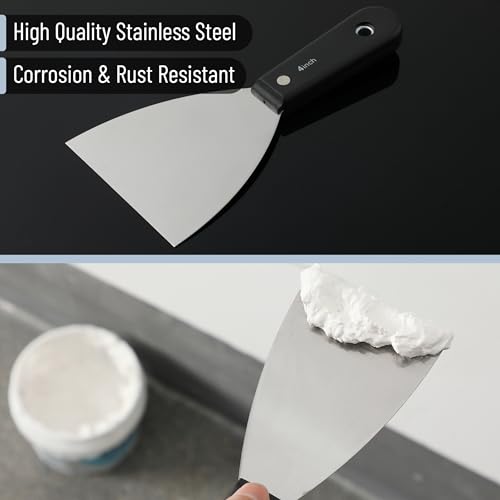 Bates- Putty Knife Set, 7 pcs, Stainless Steel, 1" 1.5" 2" 2.5" 3" 4" 5" Flexible Metal Scraper, Drywall Spackle Knife, Metal Paint Scraper Tool, Putty Knife Scraper, Wall Scraper, Drywall Knife - color: Black Stainless Steel, size: 1", 1.5", 2", 2.5", 3"