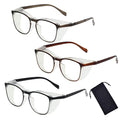 Safety Glasses for Men Women, Anti Fog Safety Goggles Comfortable Blue Light Blocking UV Protective Adult Nurse - color: Square Black Grey Brown 3pack