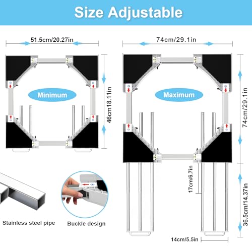 Washer Dryer Stacking Kit - Adjustable Design Fits Most Washers & Dryers | Adjustable 24" - 29" - Universal Stacking Kit with Pull-Out Drying Rack for Laundry Room - Space-Saving - style: Stacking Kit with 6 Tube Racks