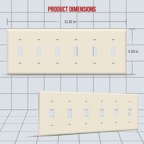 ENERLITES 6-Gang Toggle Light Switch Wall Plate Cover, 1 Pack, Light Almond - color: Light Almond, size: Standard Size