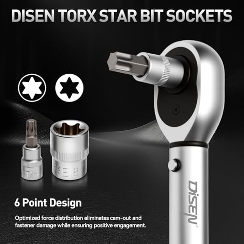 DISEN 34-Piece 3/8'' Drive Torx Star Bit sockets - size: 34pcs 3/8'' Torx Bit Socket