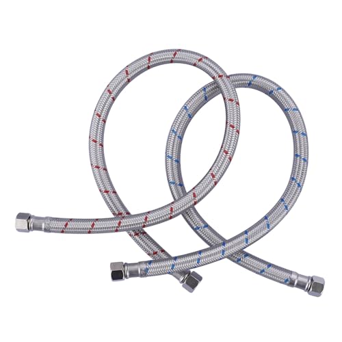 ALEASHA Faucet Supply Lines,20 Inch Length Faucet Hose Connector 3/8" to 3/8" Female Compression Thread Stainless Steel Braided Bathroom Kitchen Faucet Extension Water Supply Line,2Pcs - size: 20 Inch