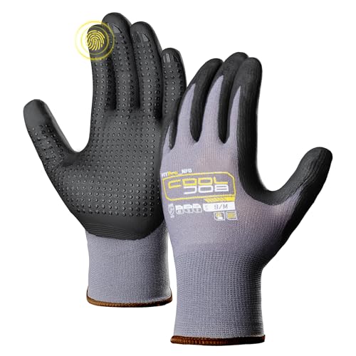 COOLJOB 36 Pairs Nitrile Rubber Dipped Safety Work Gloves with Grip Dots - size: Medium, style: Smart Touch(36 Pairs)