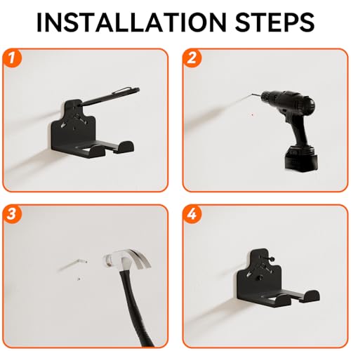 Garage Organizer Trimmer Rack Wall Mount, Weedeater Hanger, Black, 4 Pack - color: Black 4 Packs