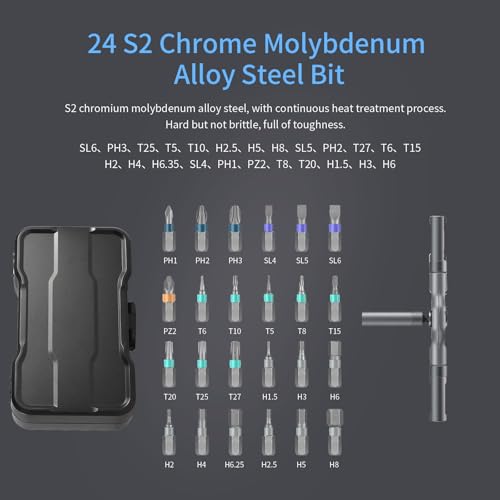 24-in-1 Magnetic Screwdriver Set, DIY Ratchet Screwdriver Set with Detachable Handle, Portable Compact Repair Tool Kit for Furniture Laptop Electronicsv Bicycle - style: 24 in 1