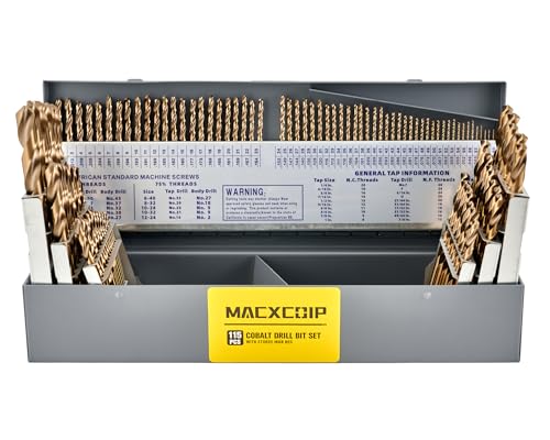 115Pcs Cobalt Drill Bit Set M35 HSS Jobber Length - size: 115pcs (Iron Box)