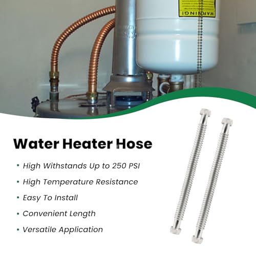 18inch Stainless Steel Corrugated Water Heater Connector Flexible for Female Iron Water Pipes Fitting, 1" FIP x 1" FIP, 18" Length (2 Packs) - style: 18"L/ 1x1"FIP