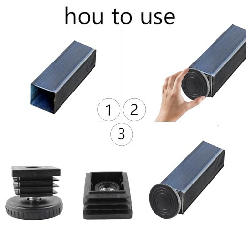 8Pcs Adjustable Leveling Feet, Square Insert Kit, Furniture Glide Leveler, Black, 40x9mm, 30x30x14mm - size: 30x30mm