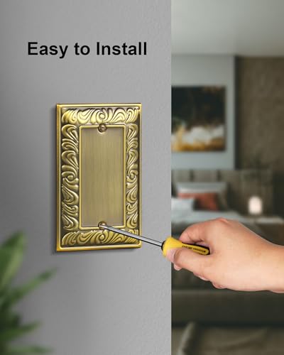 2-Pack Paisley Pattern Blank Outlet Cover Wall Plate,Metal Switch Plates - style: 1 Blank 2PK