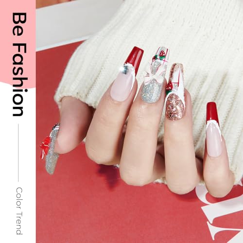 modelones Fall Gel Nail Polish Set, 6 Colors Red White Gold Silver Giltter - color: A A3 White Red
