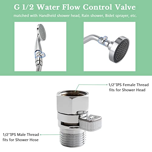 APLusee G 1/2 Water Flow Shut off Valve for Bathroom Shower Head, Chrome - color: Chrome