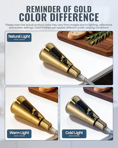 Pull Down Spray Head Replacement - for Kitchen Faucet Sprayer Head with 9 Adapters, 3 Function Pull Out Faucets Spray Nozzle Compatible with Moen, American Standard Faucets, Brushed Gold - color: Brushed Gold