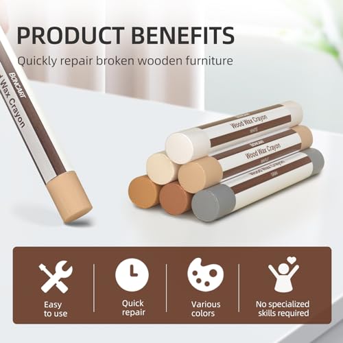 Boncart Wood Filler Sticks, 6 Colors Wood Wax Crayons - color: Light Color 6pcs