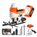 Hoteche Cordless Brushless Jigsaw - 4.0Ah Battery, 1000-3000RPM, 25.4mm Stroke, Fast Blade Change, 3 Orbital Settings, with Charger & Accessories