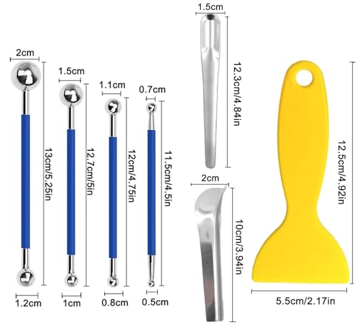 7pcs Caulking Tool Kit, Metal Ball Tile Caulk Finishing Tools
