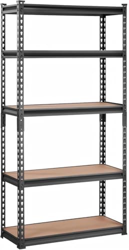Storage Shelving Unit, 5-Tier Adjustable Metal Storage Shelves, 30" L x 12" W x 60" H Heavy Duty Garage Storage Shelves for Kitchen Pantry Basement Bathroom Laundry