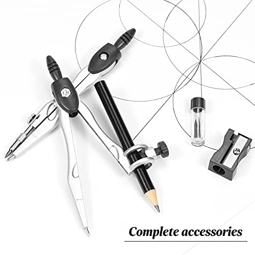 Unjoo Math Geometry Kit Sets 10 Piece Student Supplies, Compass Set, Black - color: Black1