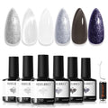 modelones Gel Nail Polish Set 6 Colors Jelly Black White Blue Purple - color: A A1 White Blue Purple Shades