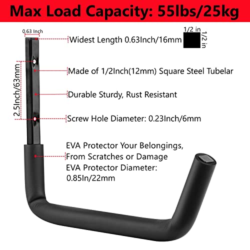Garage Storage Heavy Duty Utility Hooks, 12 Inch Wall Mount Storage Hanger Organizer for Hanging Tool, Chairs, Hoses, Ladder, Bulk Items, Ropes, Bike - size: 8.2inch x 12inch