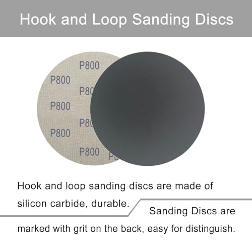 6 Inch 50 Pcs Wet Dry Hook and Loop Sanding Discs, No Hole, 800 Grit - style: Grit 800