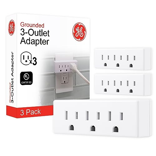 GE Outlet Extender, 3 Pack, 3 Outlet Multi Plug Wall Power Splitter - color: White, size: 3 Pack