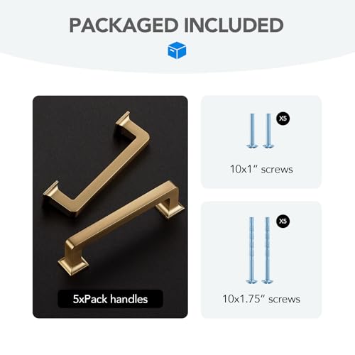 HOME EDIT Champagne Bronze Cabinet Handles Zinc Pulls 3-3/4 Inch 5 Pack - color: Champagne Bronze, size: 3-3/4 inches Hole Center